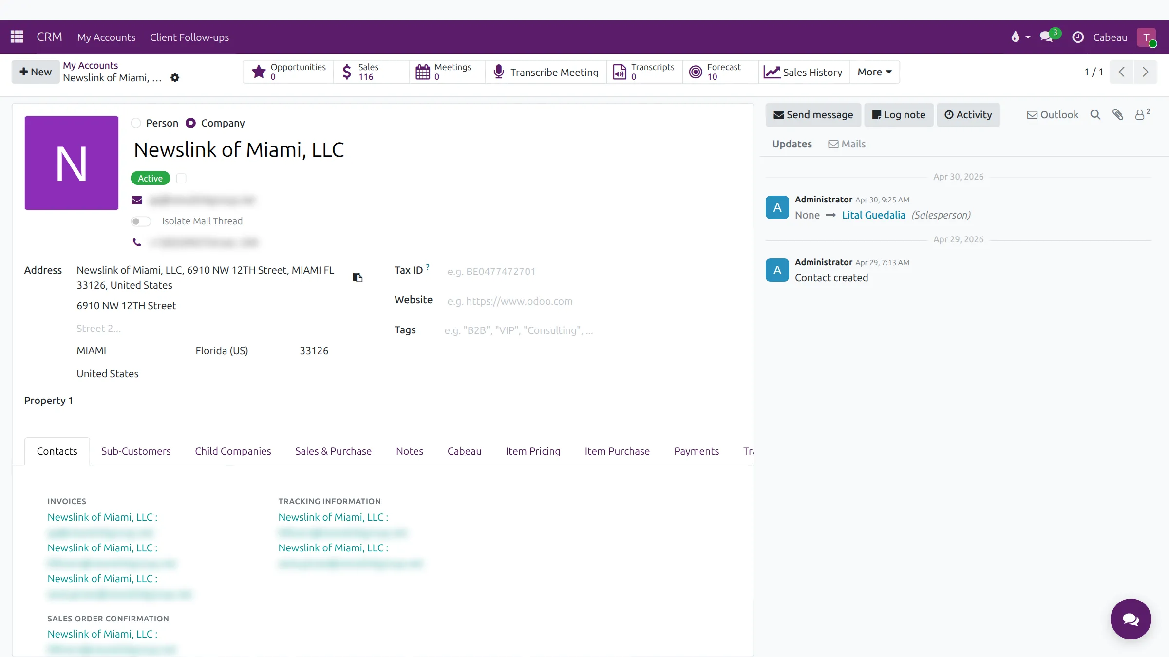 An account record