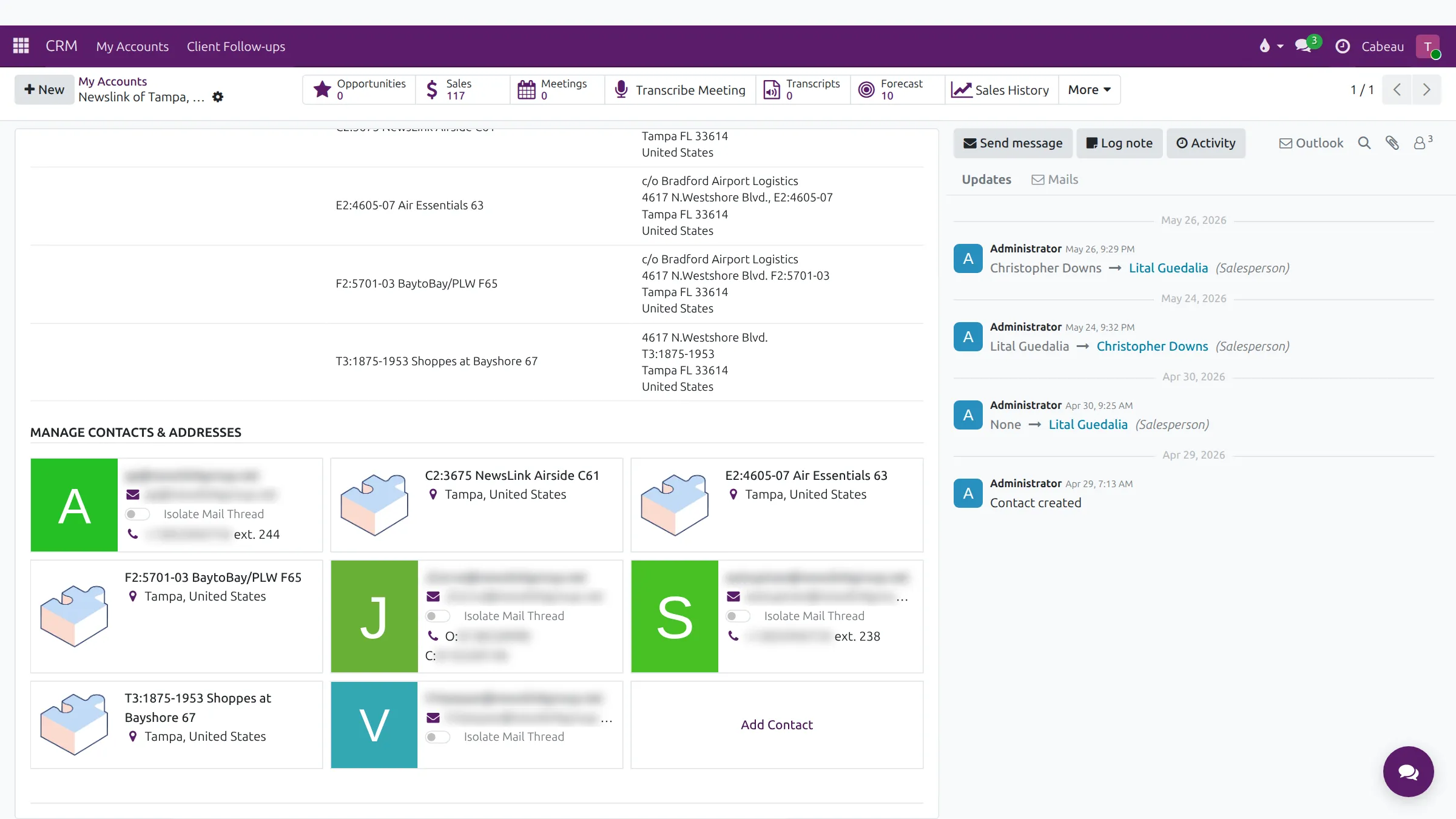 Ship-to addresses for an account